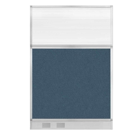Versare Hush Panel Cubicle Partition 4' x 6' W/ Window Caribbean Fabric Clear Fluted Window W/Cable Channel 1812545-1